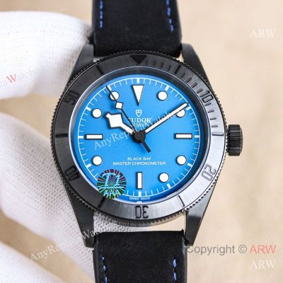 High Quality Replica TUDOR Black Bay Black Leather Strap Different Color Face Dial Black Bezel Watch 41mm